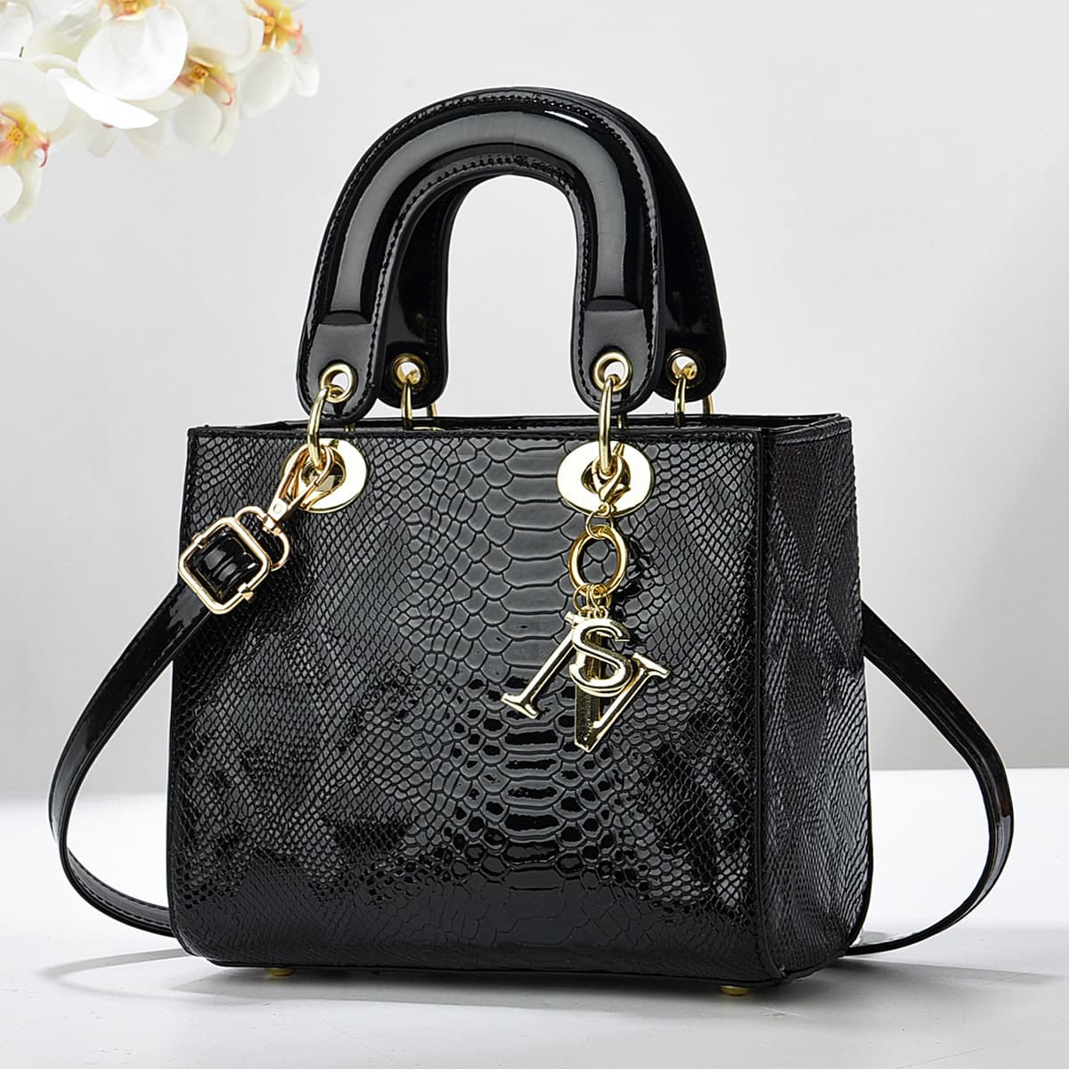 New Quality Large Capacity Single Shoulder Handbag Lizard Pattern Stylish Fashionable Ladybag PU Leather Medium Hardness Zipper