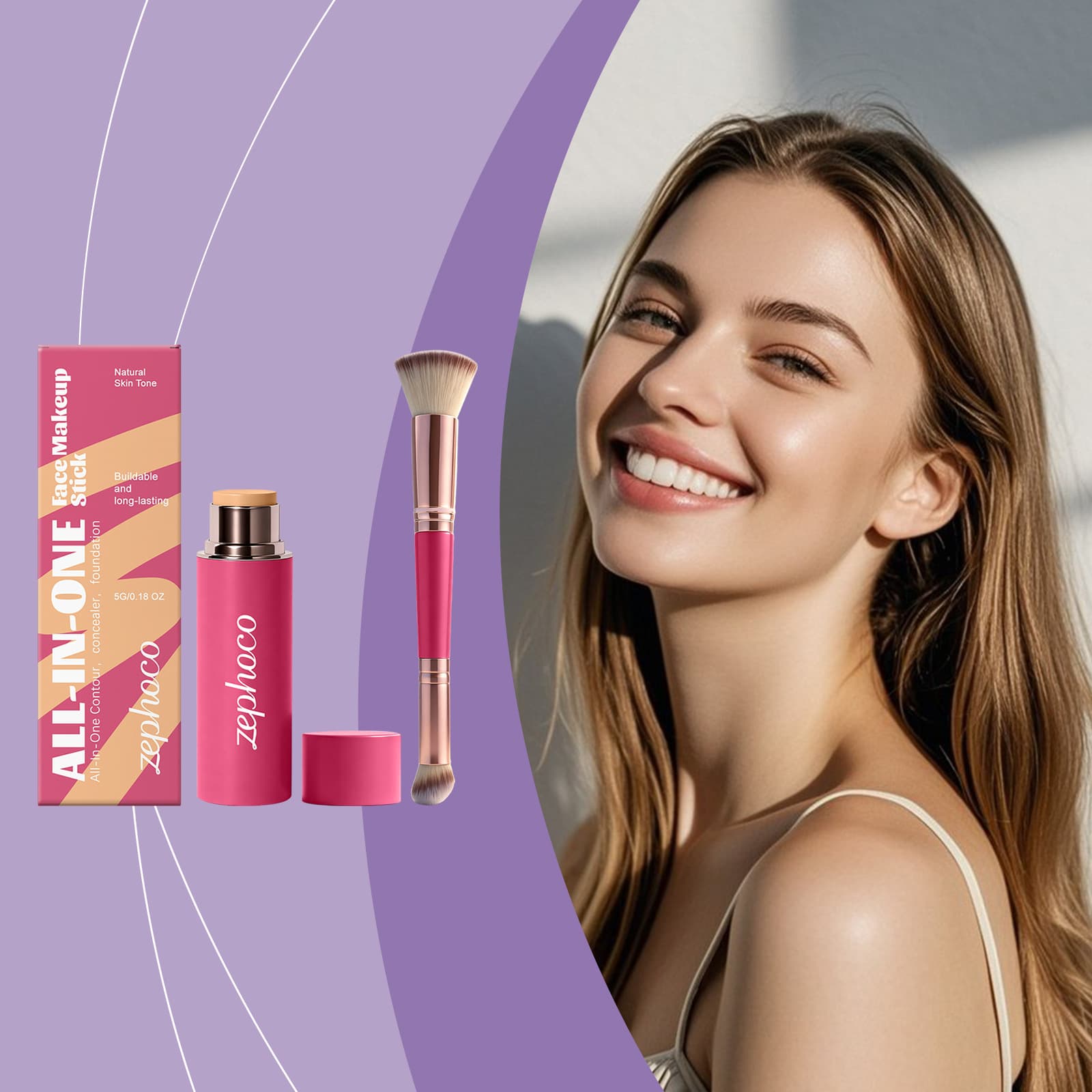 Zephoco Multi-Function Makeup Stick (Natural Shade) Natural, Flawless Finish for Everyday Convenience