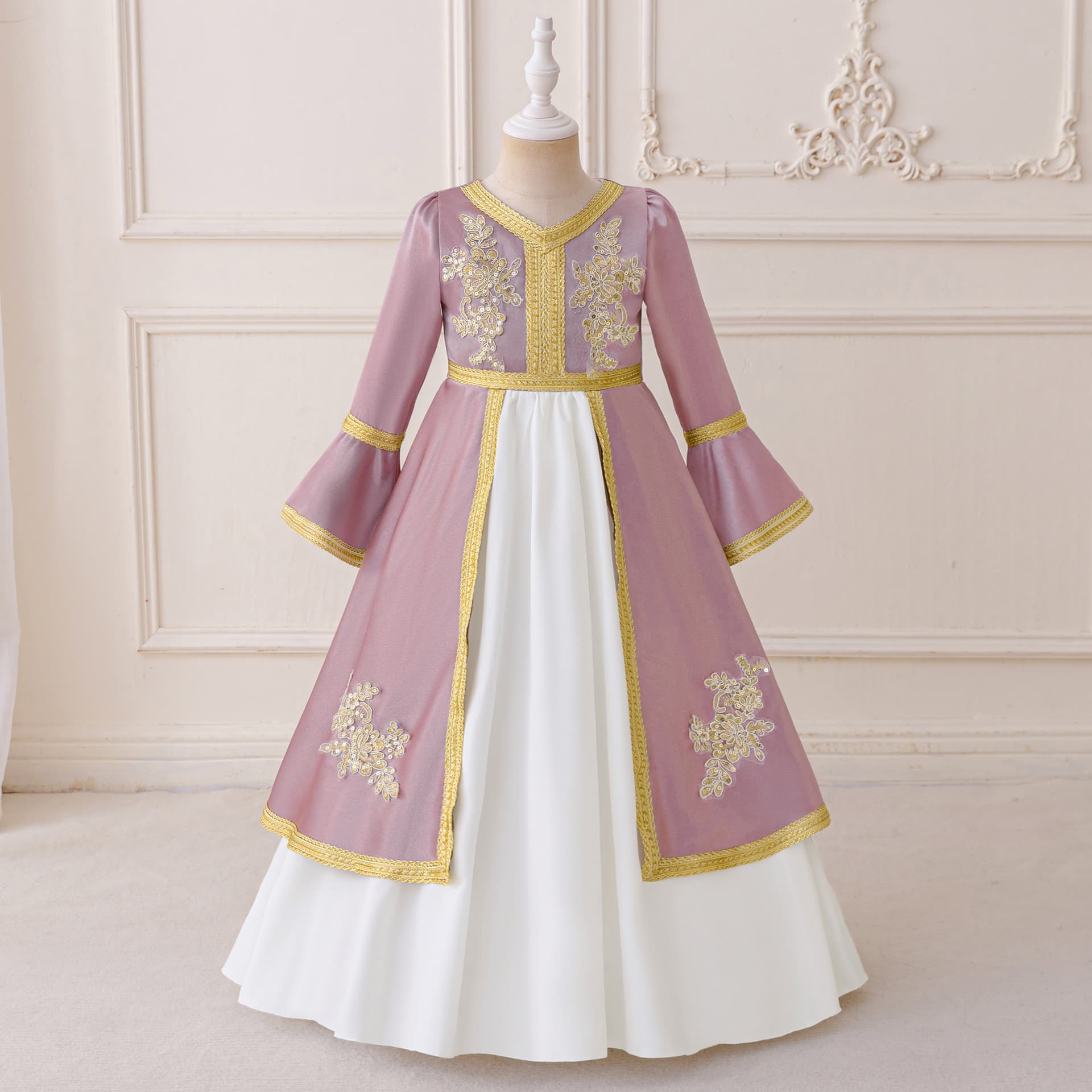 New European and American Girls' Robe Dress Performance Costume Children's Embroidered Flower Girl Dress Elegant Dress