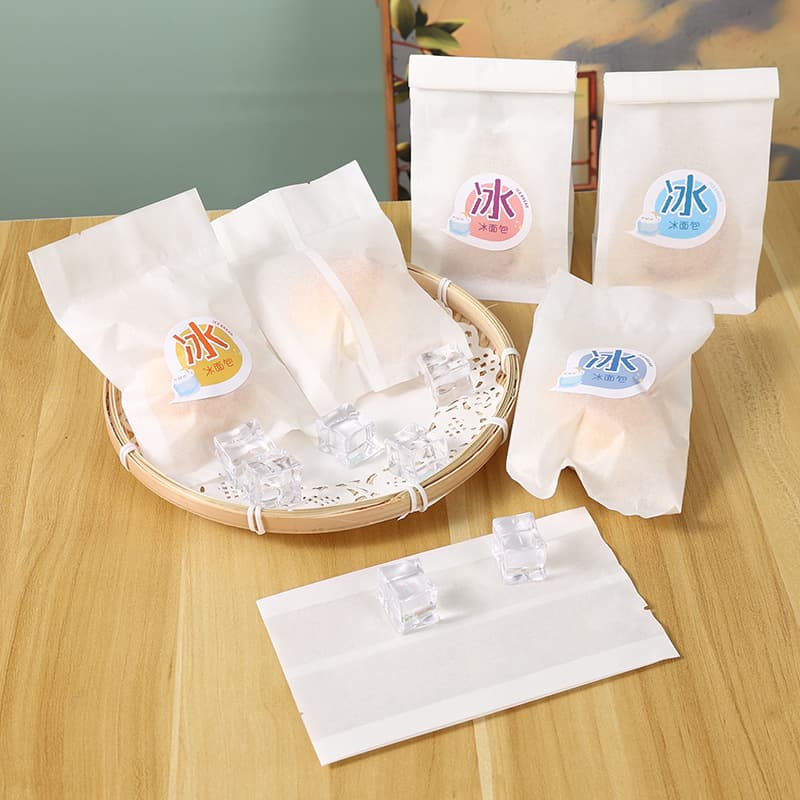 Ice Bread Bags Inner Laminated Oil-Resistant 100 Pieces Cotton Paper Bags Heat Seal Baking Snow Skin Mochi Mooncake Packaging Bags