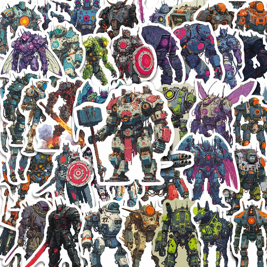60 pieces of cyberpunk robot ins graffiti fun decoration mobile phone notebook account waterproof sticker wholesale