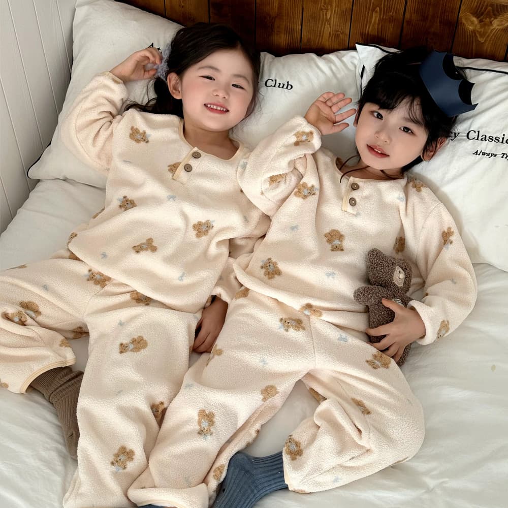 2025 New Children's Snow Velvet Autumn and Winter Pajamas Set for Boys and Girls, Thickened Velvet, Cute Cartoon Printed Home Clothes