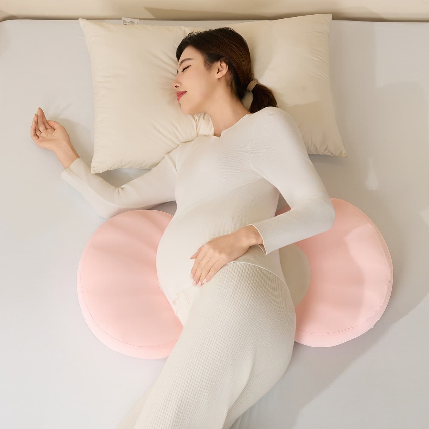 Pregnancy Pillow Shell Memory Foam Core Waist Support Belly Side Sleeping Pillow Cushion for Pregnant Women