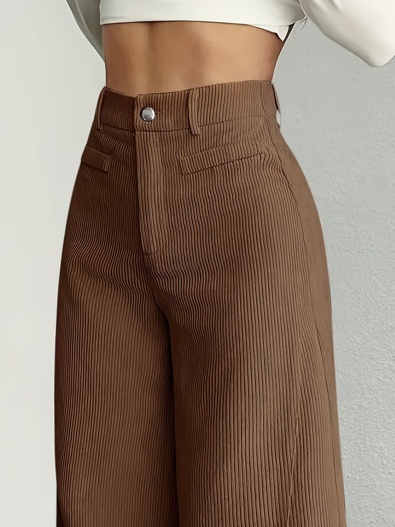 Women's New High-Waist Wide-Leg Pants Straight-Leg Commuter Trousers Long Casual Pants Summer Striped Pants for Petite Women