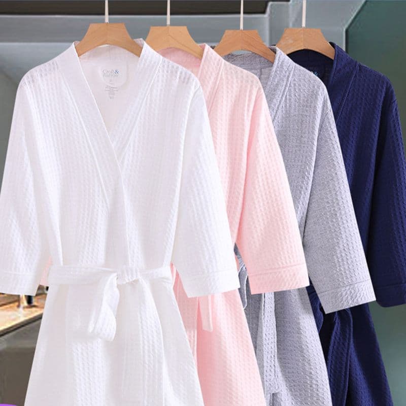 Spring and Autumn New Style Loose Waffle Bathrobe for Men and Women, Beauty Salon Hotel Bathrobe, Summer Morning Robe for Couples