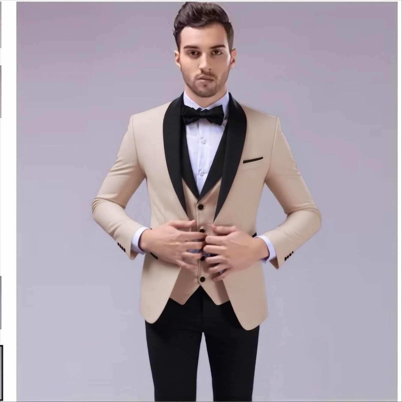 Cross-Border Foreign Trade European and American Men's Green Fruit Collar Suit Three-Piece Men's Groom's Wedding Suit Slim Fit Suit