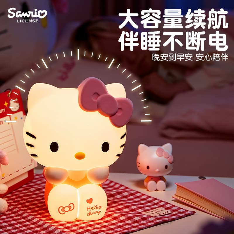 Hellokitty night light bedroom sleep bedside lamp pat light soft light ornaments sleeping girl birthday gift