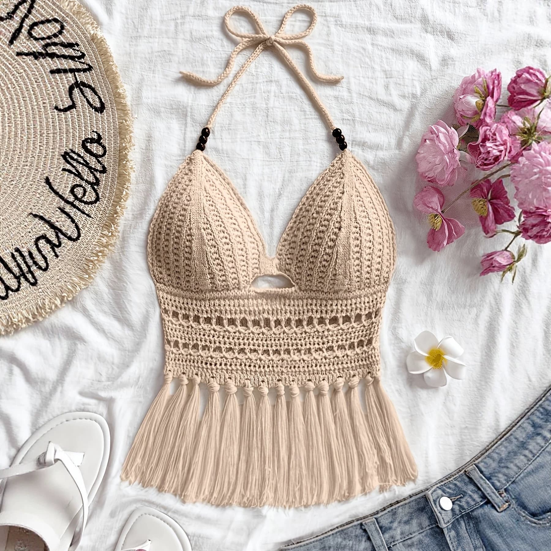 Cross-Border Europe and America Summer Diamond Hollow V-Neck Mature Sexy Solid Knit Vest Women Lightweight Sexy Hollow