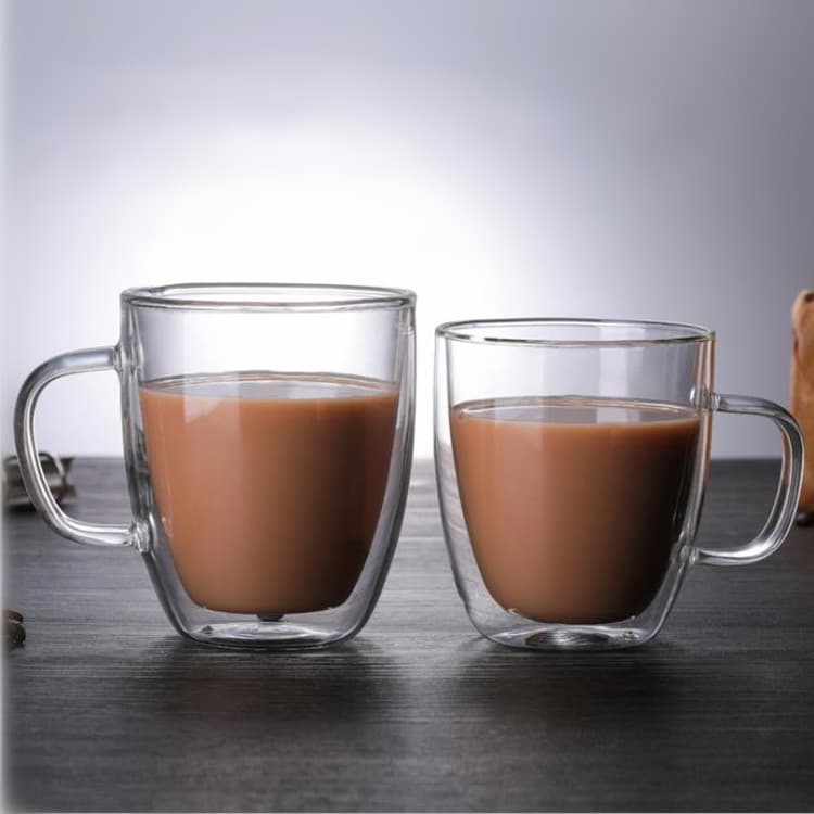 High Borosilicate Heat-Resistant Transparent Double-Wall Mug with Handle, Household Double-Wall Glass Cup for Milk