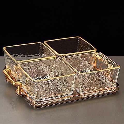 Snack Tea Glass Fruit Tray Home Serving Candy Yiheng Commercial Snack Tray Light Luxury Living Room Dried Fruit Tray