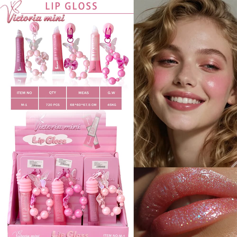 Cross-border Hot Selling Colored Lip Gloss Moisturizing Nourishing Lip Oil Mirror Water Gloss Lip Gloss with Pendant Lip Gloss Manufacturer