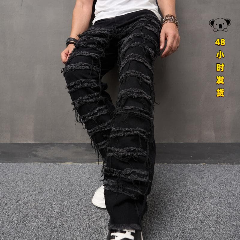 J 67093 Ripped wide leg men's pants Ripped wide leg men's pants