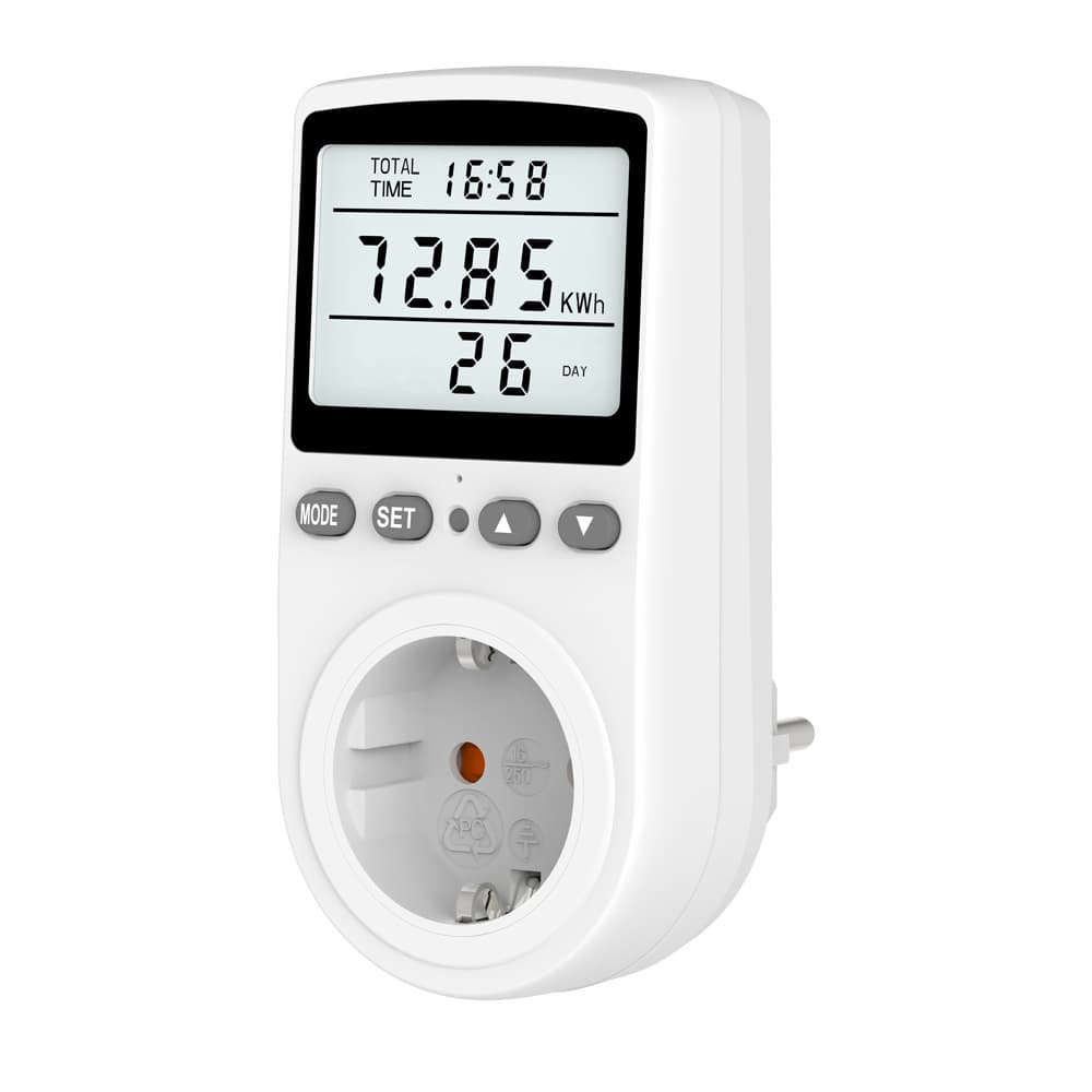 White/Green Backlit European Standard Power Meter Socket Billing Socket Power Meter
