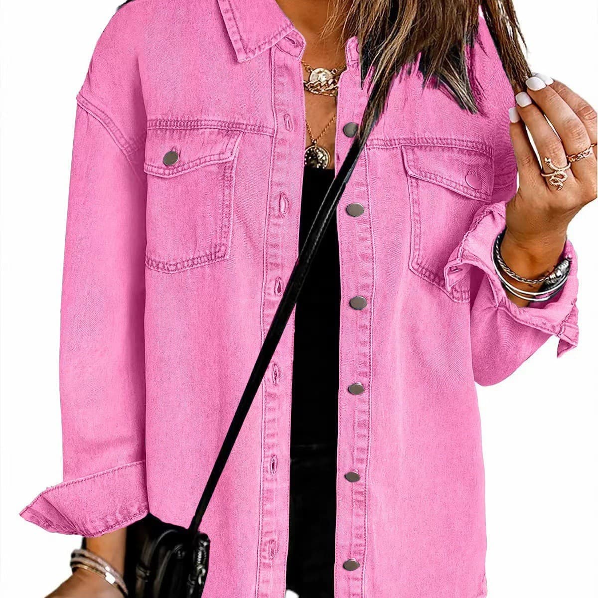New Cross-Border Washed Denim Shirt Jacket for Women, European and American Fall/Winter Street Style with Frayed Hem Coat