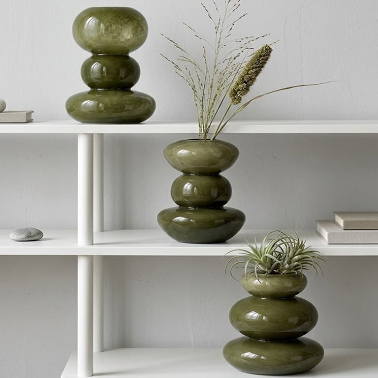 Gourd Creative Pebble Glass Vase Hydroponic Plant Flower Vase Dried Flower Vessel Living Room Showroom Decoration