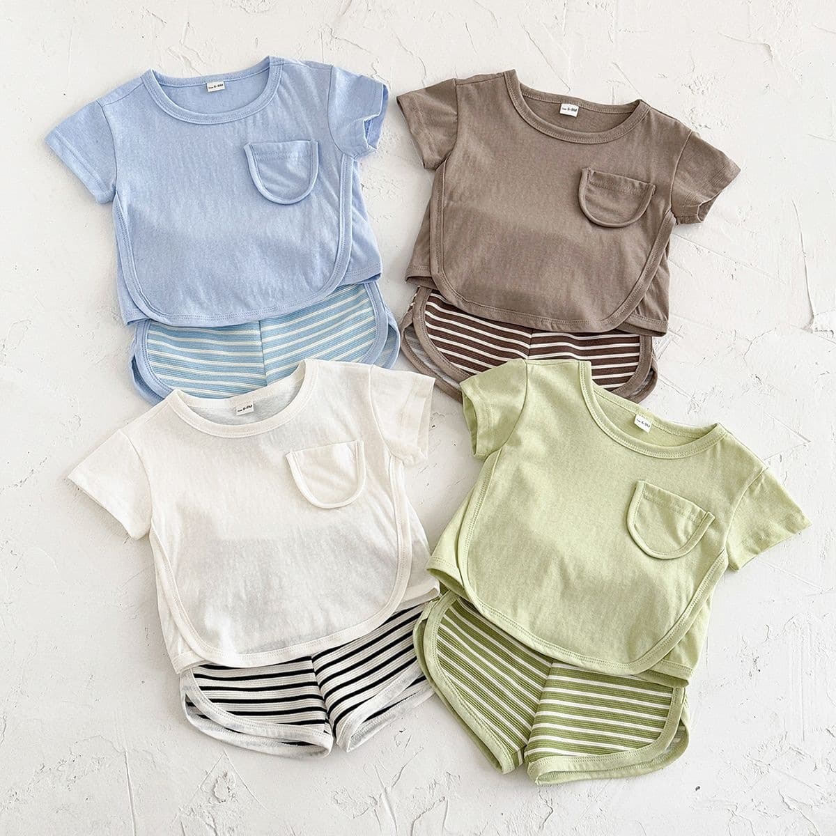 Baby Boy Korean Style Summer Short Sleeve Set Children's Summer Clothing Toddler Casual Thin Shorts Outfit Two-Piece Cotton Set