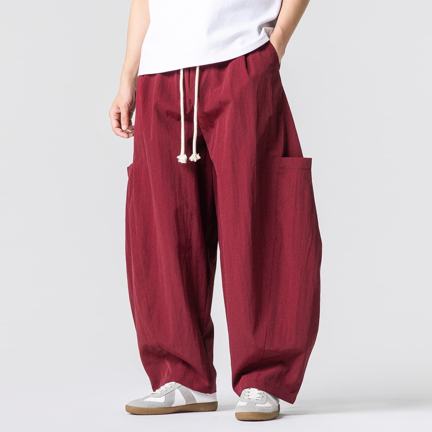 Men's Ice Silk Pants, Summer Thin Loose Wide-Leg Harem Pants, Men's Casual Pants, Straight Quick-Dry Pants, Plus-Size Carrot Pants