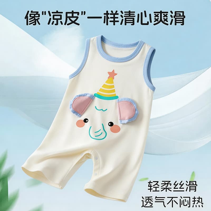 Newborn Baby Summer Modal Short Sleeve Sleeveless Vest Air Conditioning Bodysuit Summer Sleepwear