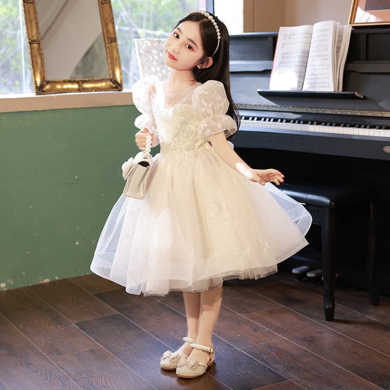 Piano performance dress 2026 summer wedding little girl children princess dress host performance catwalk evening dress