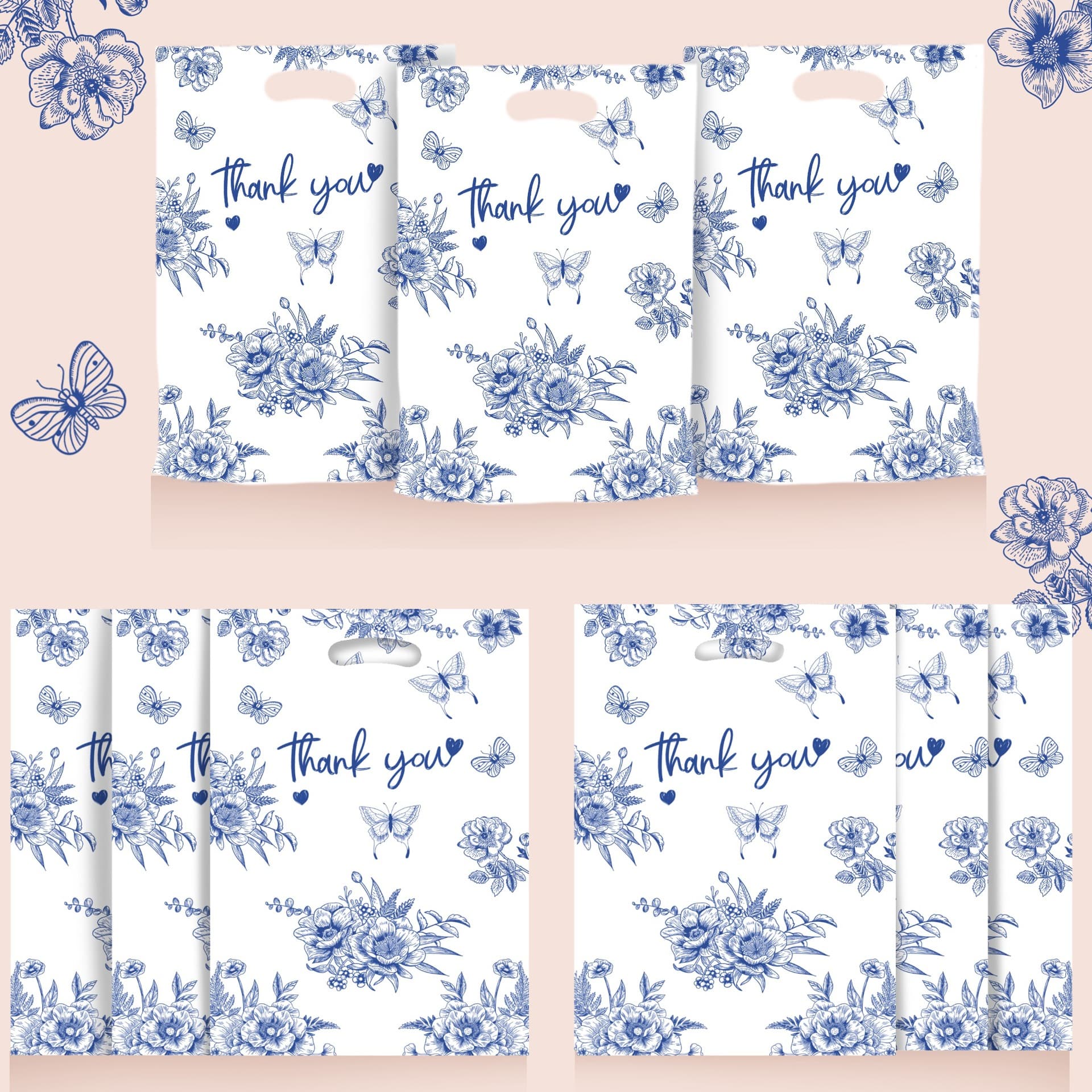 2026 Cross-border Thank You Tote Bag Flower Series Gift Bag Birthday Party Favor Bag Accessory Bag