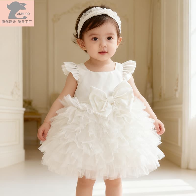 Summer Children's Elegant Tulle Dress Birthday Princess Dress Baby Girl Tulle Dress