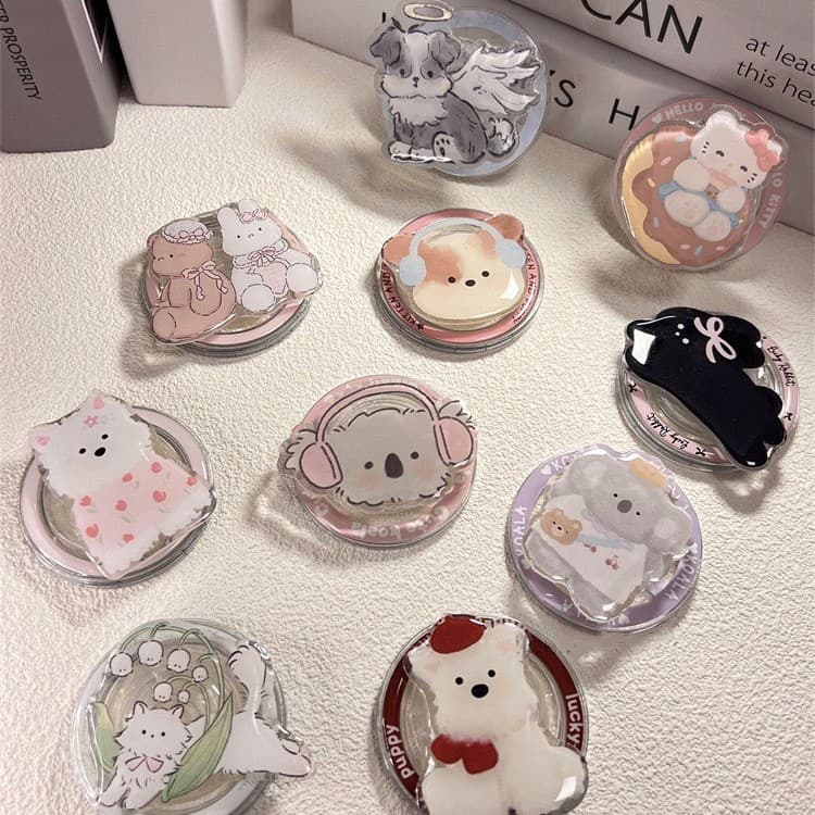 MagSafe Magnetic Stand Cute Cartoon Telescopic Phone Grip Stand Ring Holder Strong Adsorption New