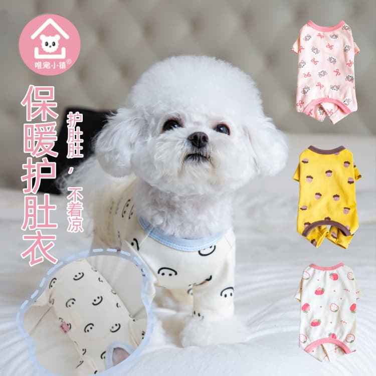 WeiChong Town Autumn/Winter Printed Four-Leg Home Belly-Wrap Clothes Dog Cat Female Dog Belly Guard Warm Pet Clothes Apparel