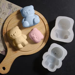 Korean Style Plush Bear Squishy Silicone Mold, Cute Fat Bear Fridge Magnet Big Head Lena Bear Head Silicone Mold