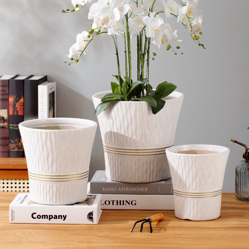 Large Aperture Nordic Style Ceramic Flower Pot for Household Plants like Money Tree, Pothos, and Clivia