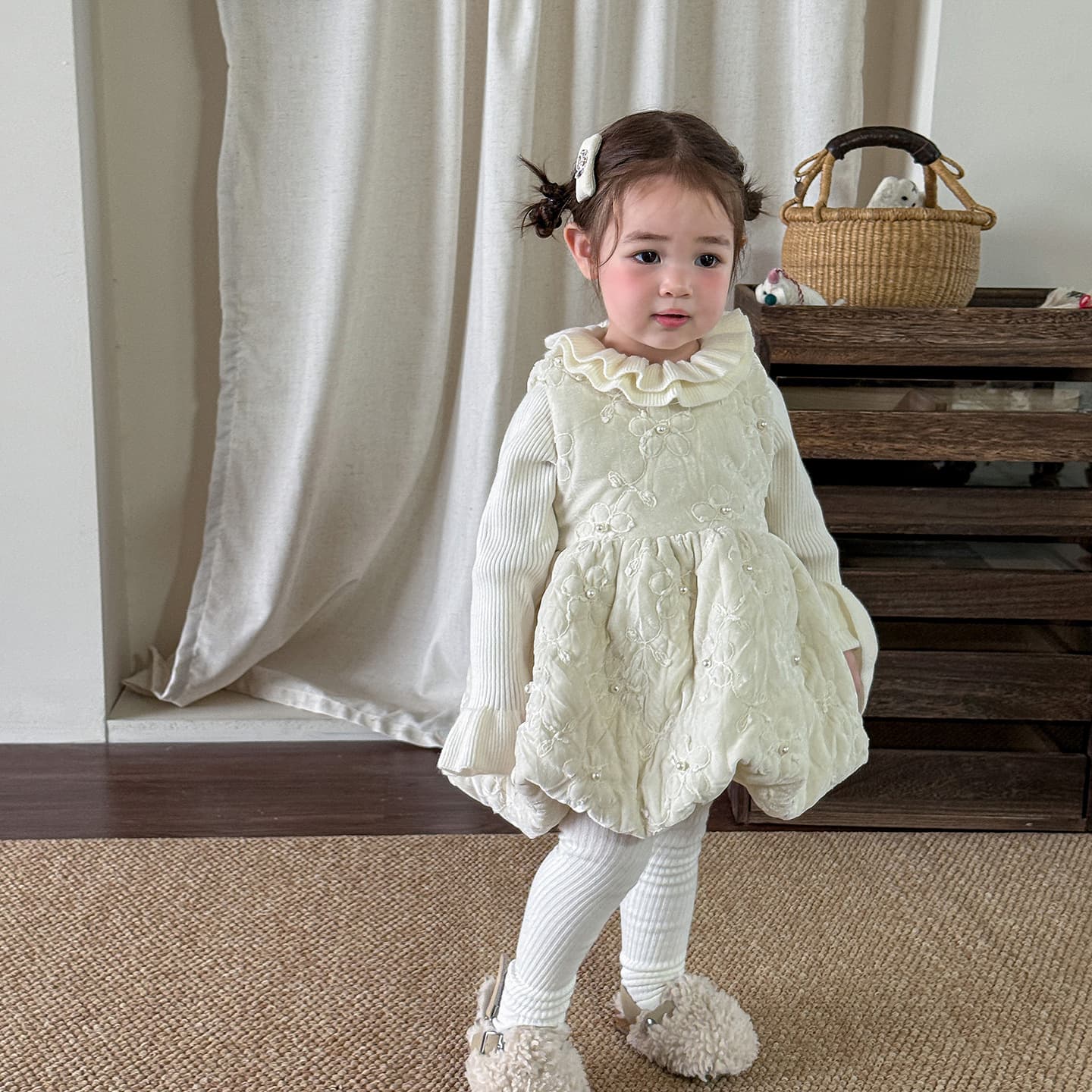 Zheli Children's Wear Girls' Dress Winter 2025 Fleece-Lined Stylish Kids Princess Dress First Birthday Baby Girl Formal Gown