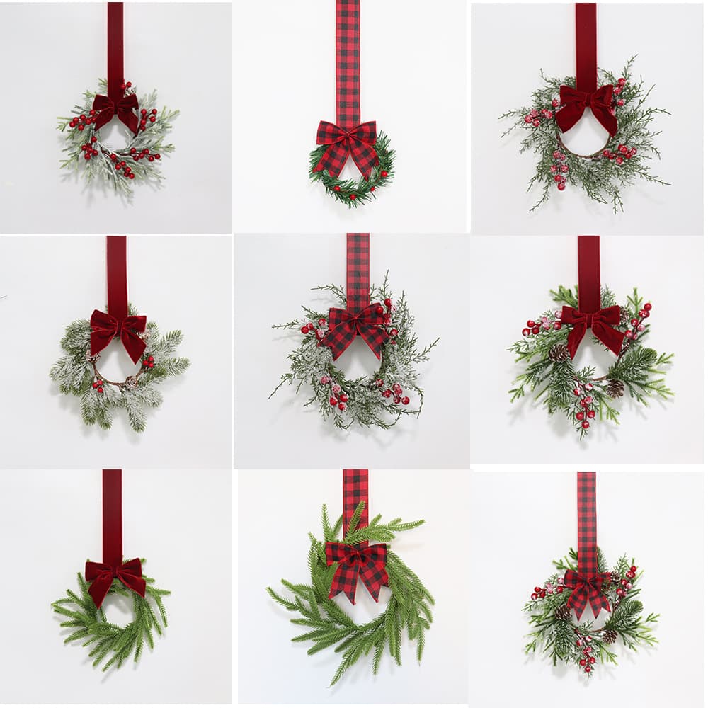 Cross-border Amazon Bow Ribbon Wall Closet Hanging Ring, Home Decor Christmas Wreath Door Hanging Manufacturer Stock