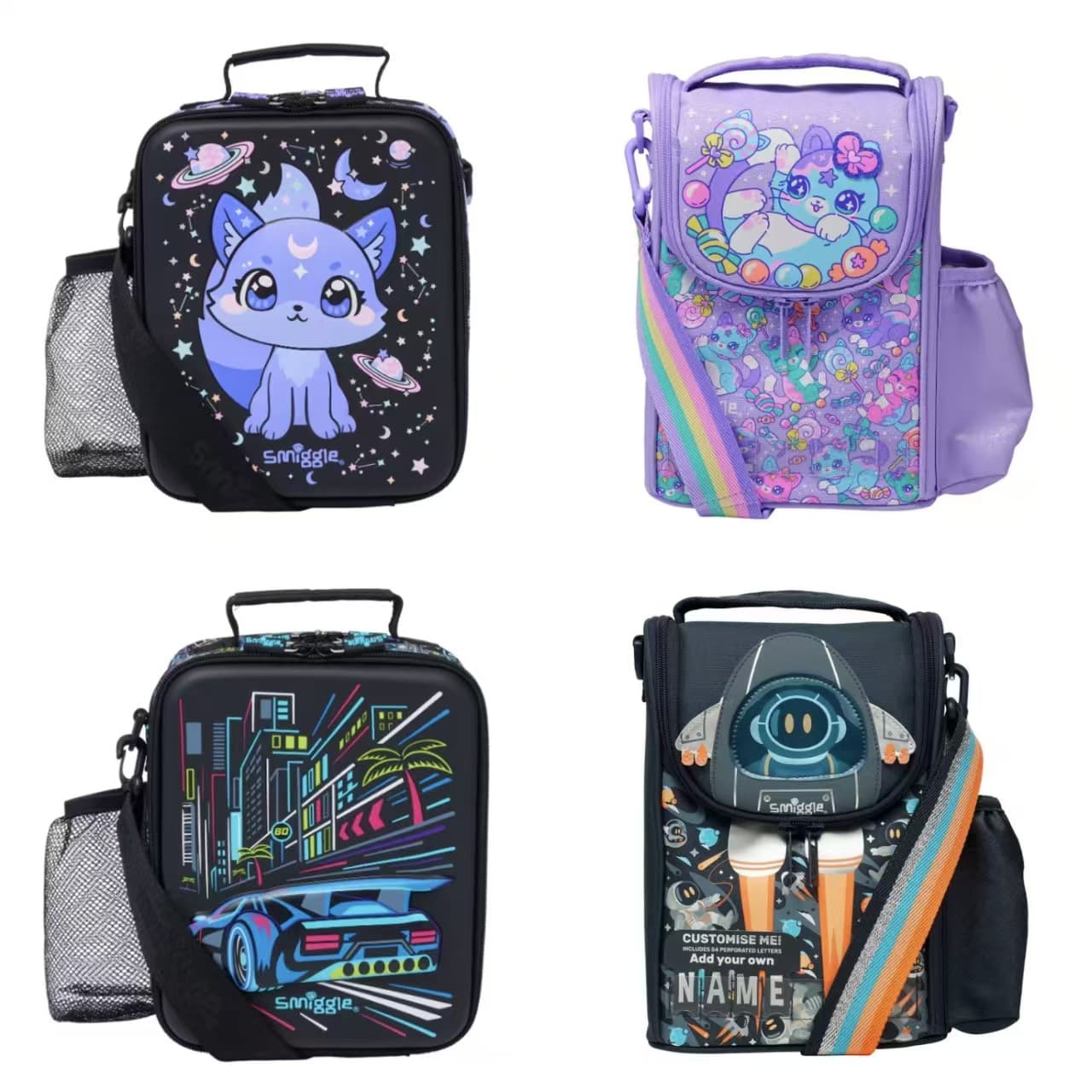 Australian Smiggle Vertical Hard Shell Lunch Bag, Insulated, Large Capacity, Multi-functional, Waterproof, Crossbody Bag for Primary School Students