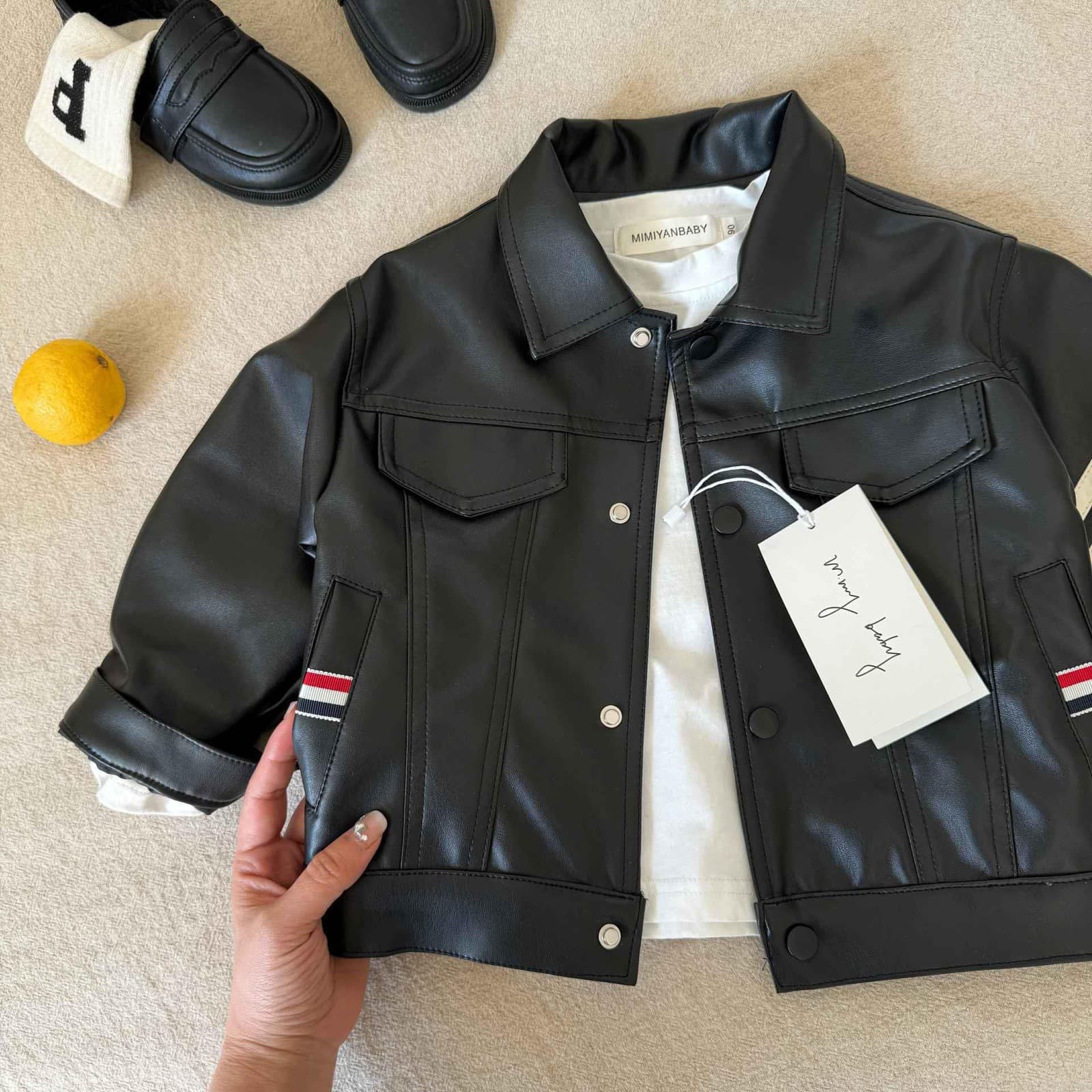 Kids' Leather Jacket 2026 Autumn New Style Boys' Casual Top Baby Solid Motorcycle Leather Jacket Girls' Trendy