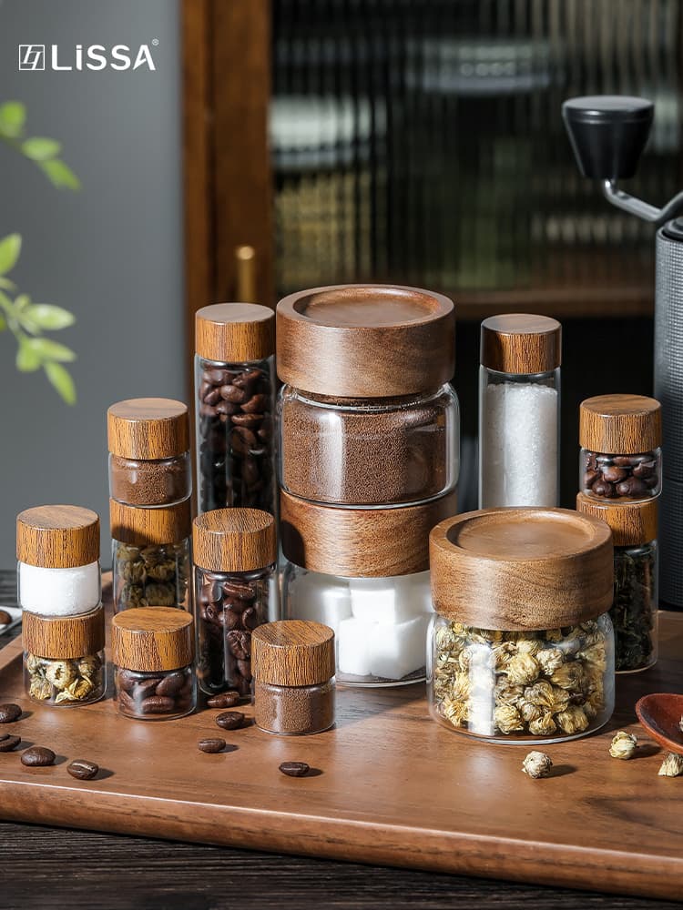 Mini Glass Sealed Jar Food-Grade Coffee Powder Dispenser Portable Storage Container Small Empty Bottle for Tea Leaves