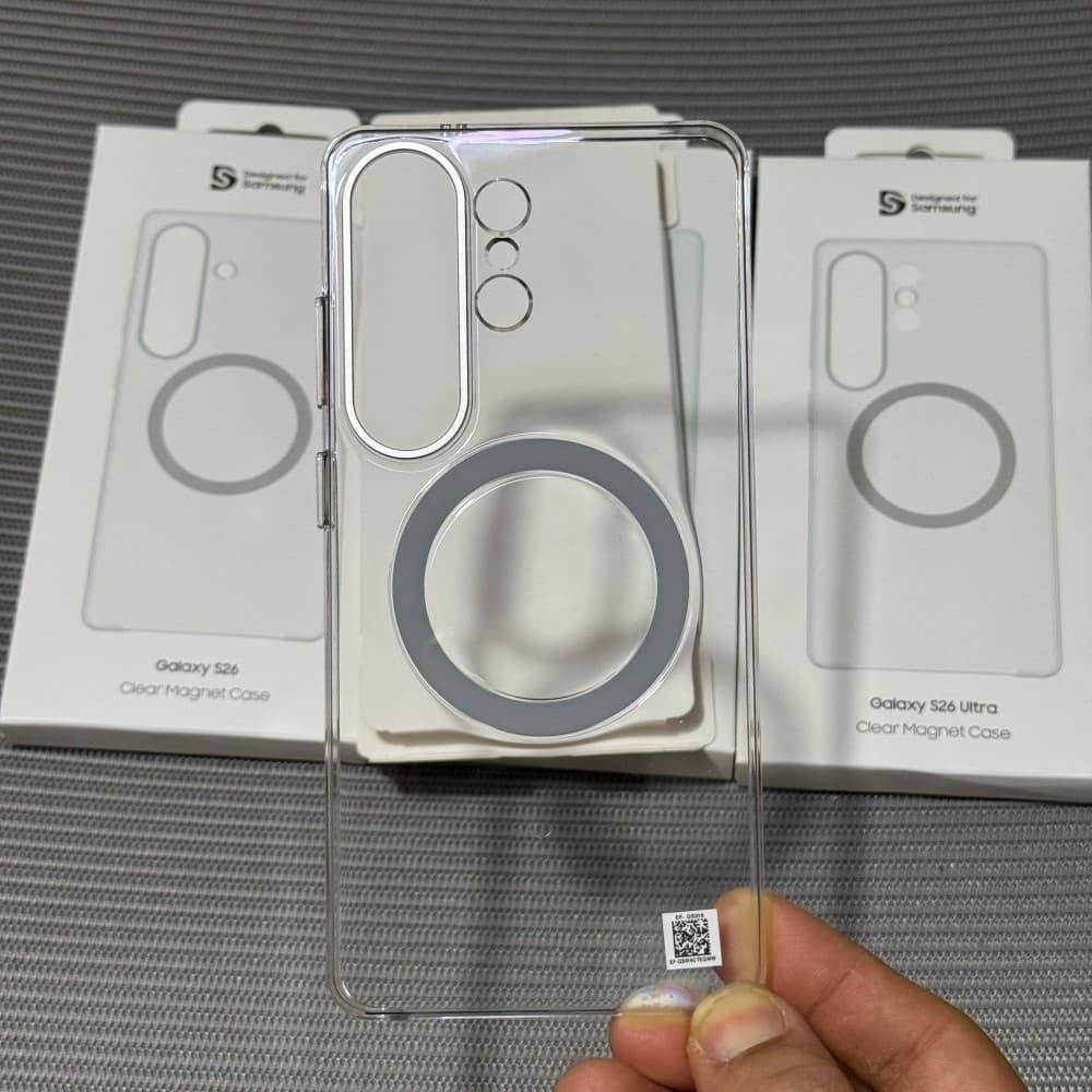 Suitable for Samsung S26ultra hardware transparent magnetic phone case s25+ bracket three-pack high-transparent PC case anti-fall
