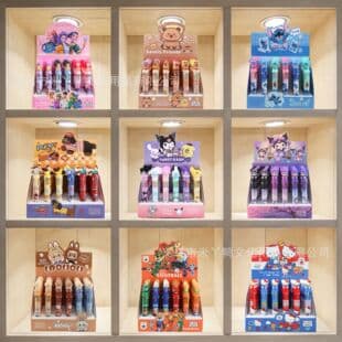 10-Color Ballpoint Pen, High Appearance Soft Rubber Styling Pen, Cartoon Multi-Color Pen, Student Journal Pen, Stationery Wholesale for Export
