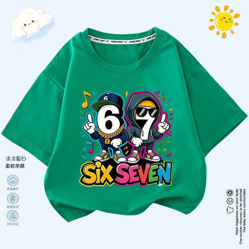 Children's Steal aBrainrot game No. 67 summer half-sleeved children's clothing boys and girls short-sleeved T-shirt round neck top