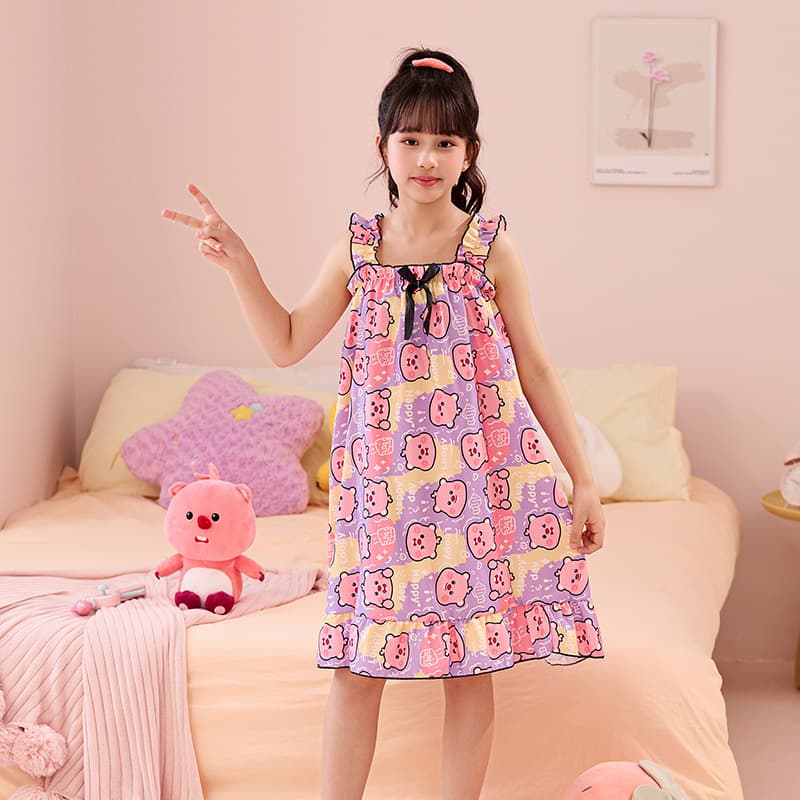 New Children's Slip Skirt Girls Summer Clouds Cotton dress Nightdress Girls Sweet Cartoon Pajamas Home Clothes