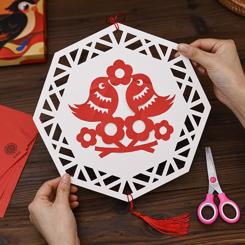Window Flower Paper-cut Base Display Background Card Sticker DIY Kindergarten Artwork Chinese Style Hanging Ornament Mounting Set