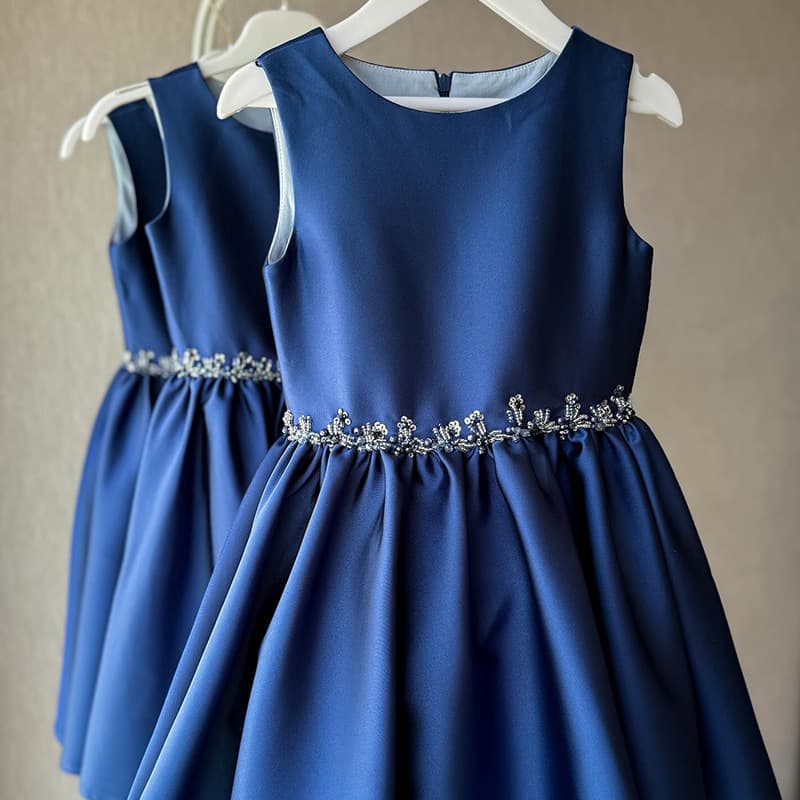 Kids Dress Birthday Gown for Girls, Toddler and Young Children, European and American Style Tutu Dress, Blue Children's Princess Dress