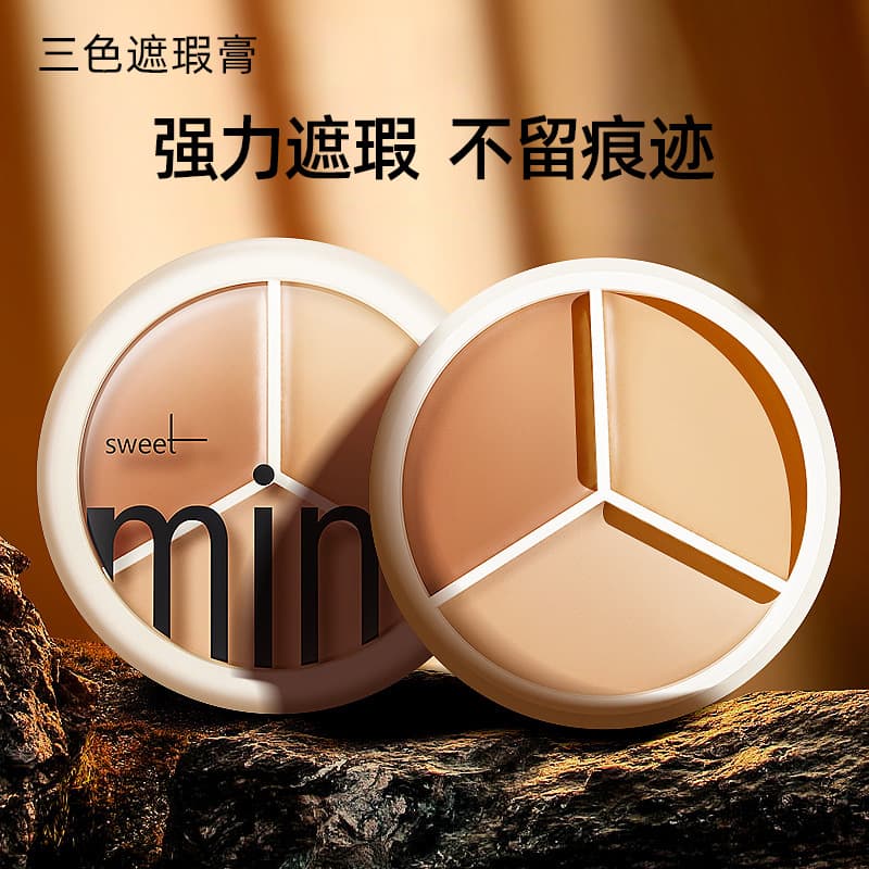 Triple-Color Concealer Foundation for Pimple Marks, Dark Circles, Spot Treatment, Facial Makeup Covering Professional Powder Base