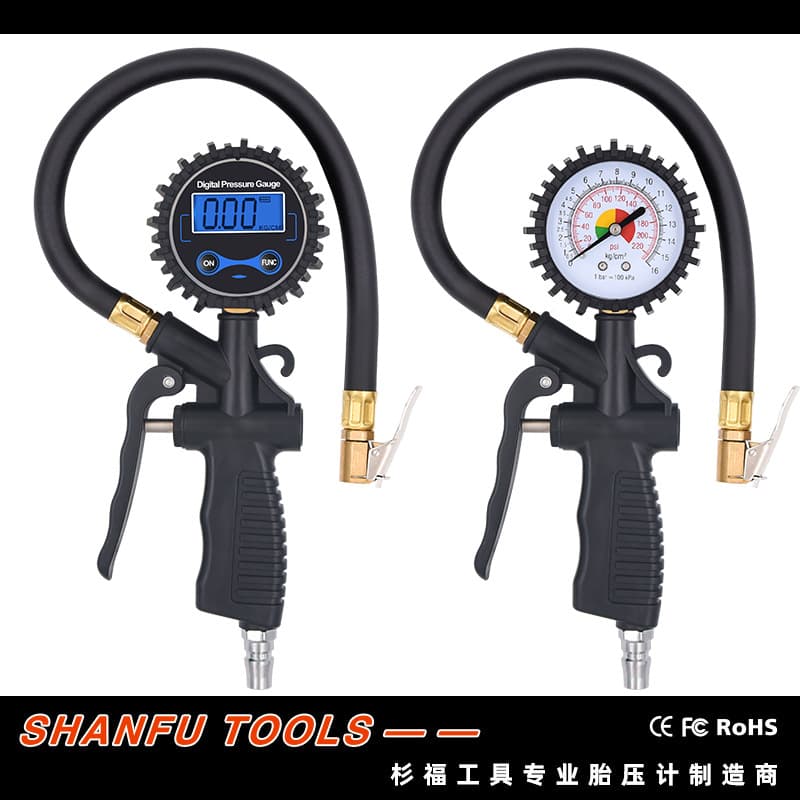 High Precision Car Tire Inflation Pressure Gun, LED LCD Night Light Display Electronic Digital Display Tire Pressure Gauge