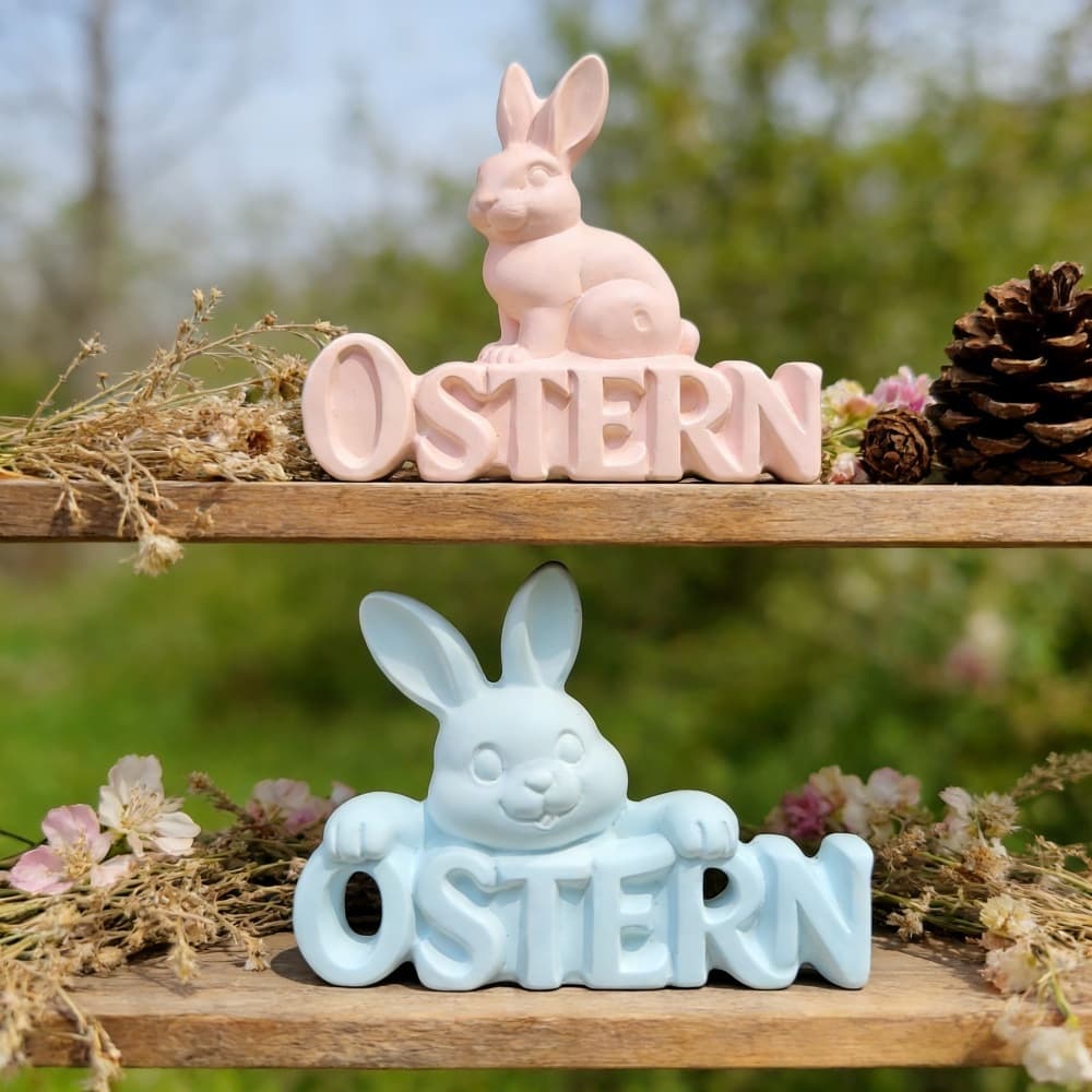 S2570+S2571+S2572+S2573 Easter Bunny Semi-3D Figurine Decoration Cement Plaster Mold