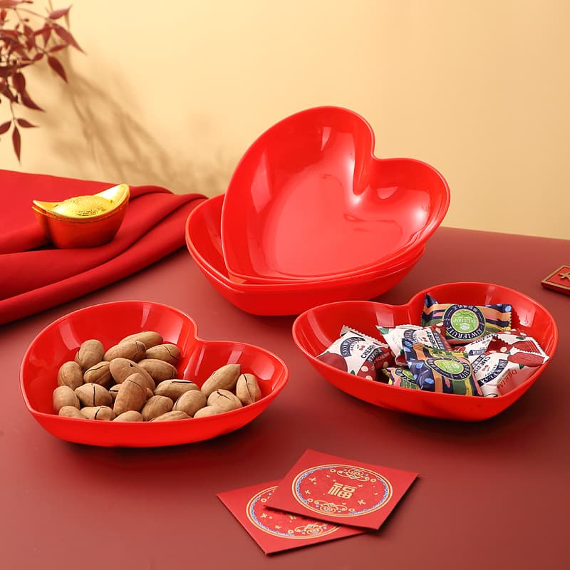 Heart-Shaped Creative Wheat Straw Snack, Dried Fruit, Candy, and Fruit Plate, Living Room Peels and Trash Plate