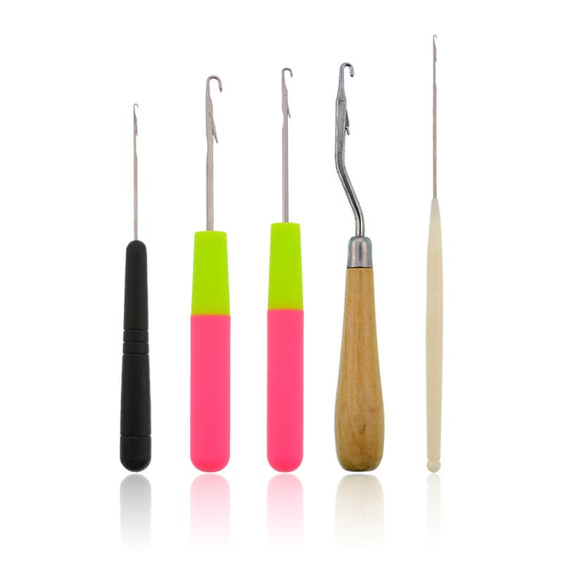 Crochet Hook with Tongue Attachment for Wig Weaving, Small Crochet Sweater Needle Tool Set, Yarn Tongue Hook Needle for Dreadlocks Hair Extension