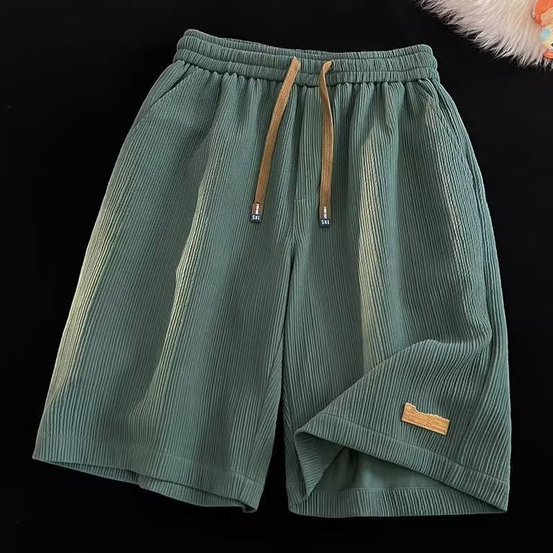 Men's summer thin American trendy brand easy-drying beach loose three-quarter pants fashionable and personalized textured ice silk shorts