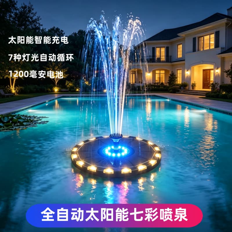 Solar fountain outdoor pool floating colorful lights courtyard swimming pool garden waterscape bird bath fully automatic fountain