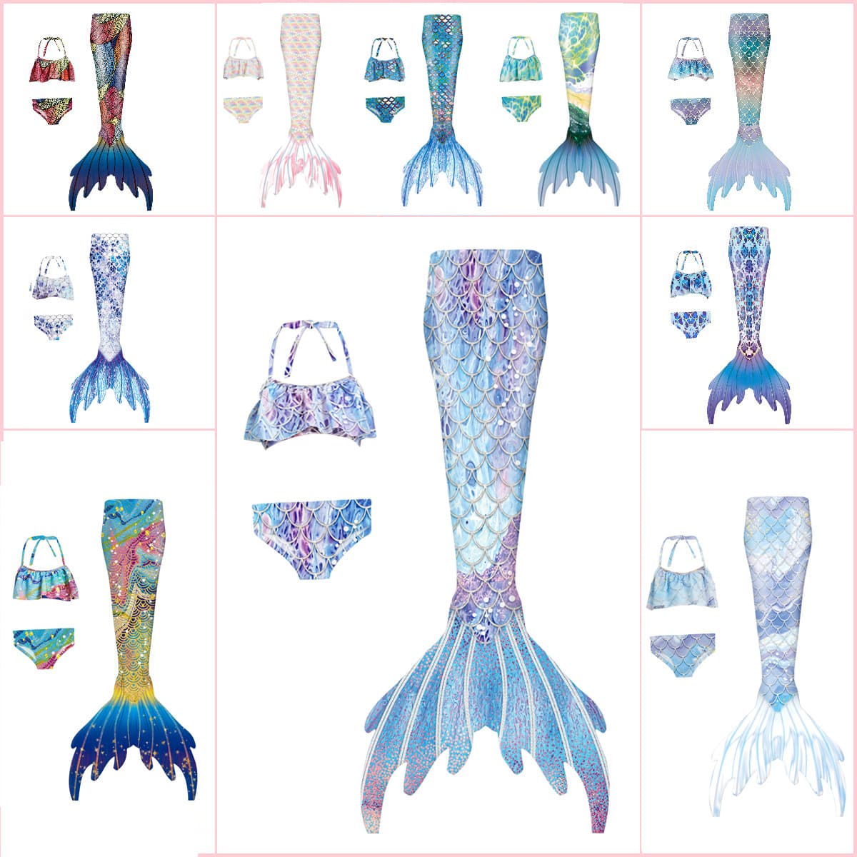 New Summer Children's Mermaid Swimsuit Mermaid Tail Strapless Fish Tail Girls Princess Dress Clothing