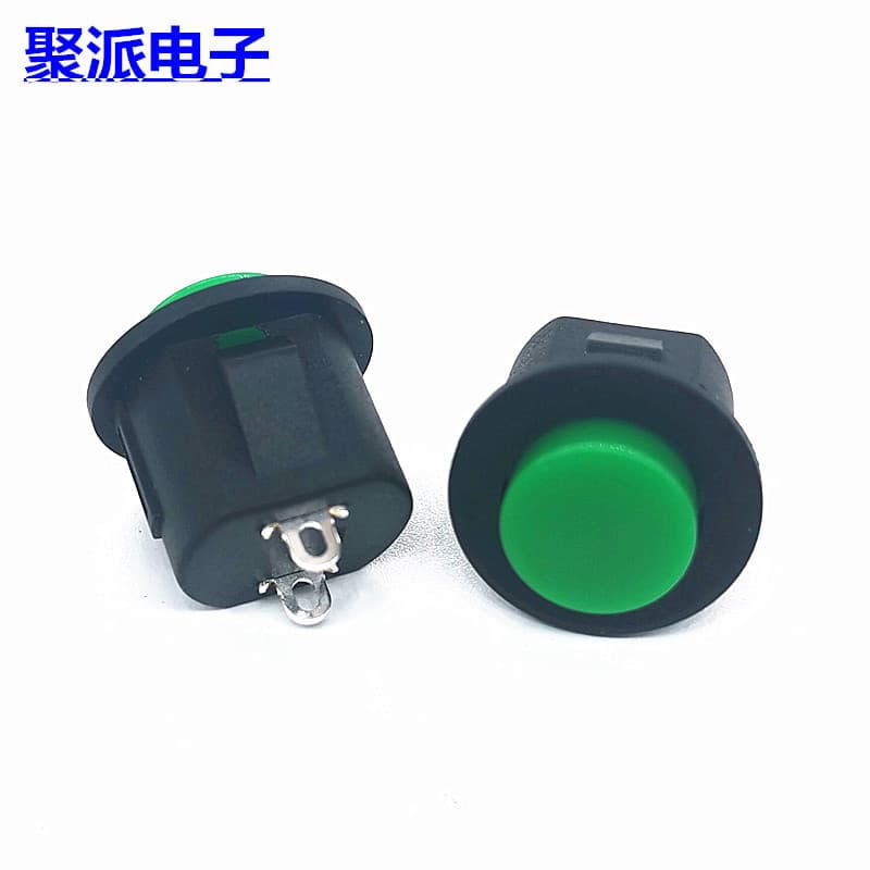Supply horn button switch, round automatic reset green button, snap-in switch, diameter hole 14mm