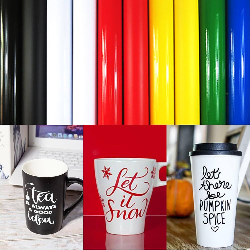 Glossy Solid Self-Adhesive PVC Vinyl Cup Sticker Wall Sticker Car Sticker Lettering Craft DIY Cut Sheet